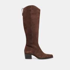 VIRONA H2O WIDE CALF BOOTS DK BROWN SUEDE