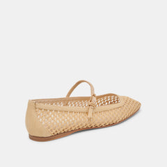REYES WIDE BALLET FLATS LT NATURAL WOVEN RAFFIA