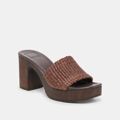 CELEST HEELS CHOCOLATE RAFFIA