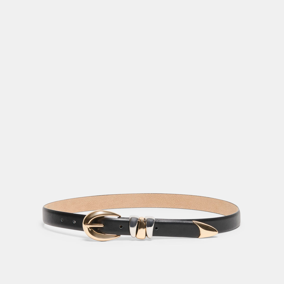 MIXED METAL BUCKLE BELT BLACK