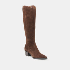VIRONA H2O WIDE CALF BOOTS DK BROWN SUEDE