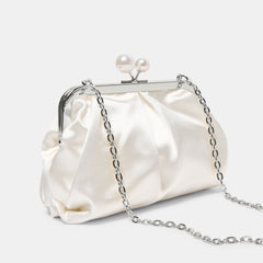 KENDALL CLUTCH WHITE SATIN