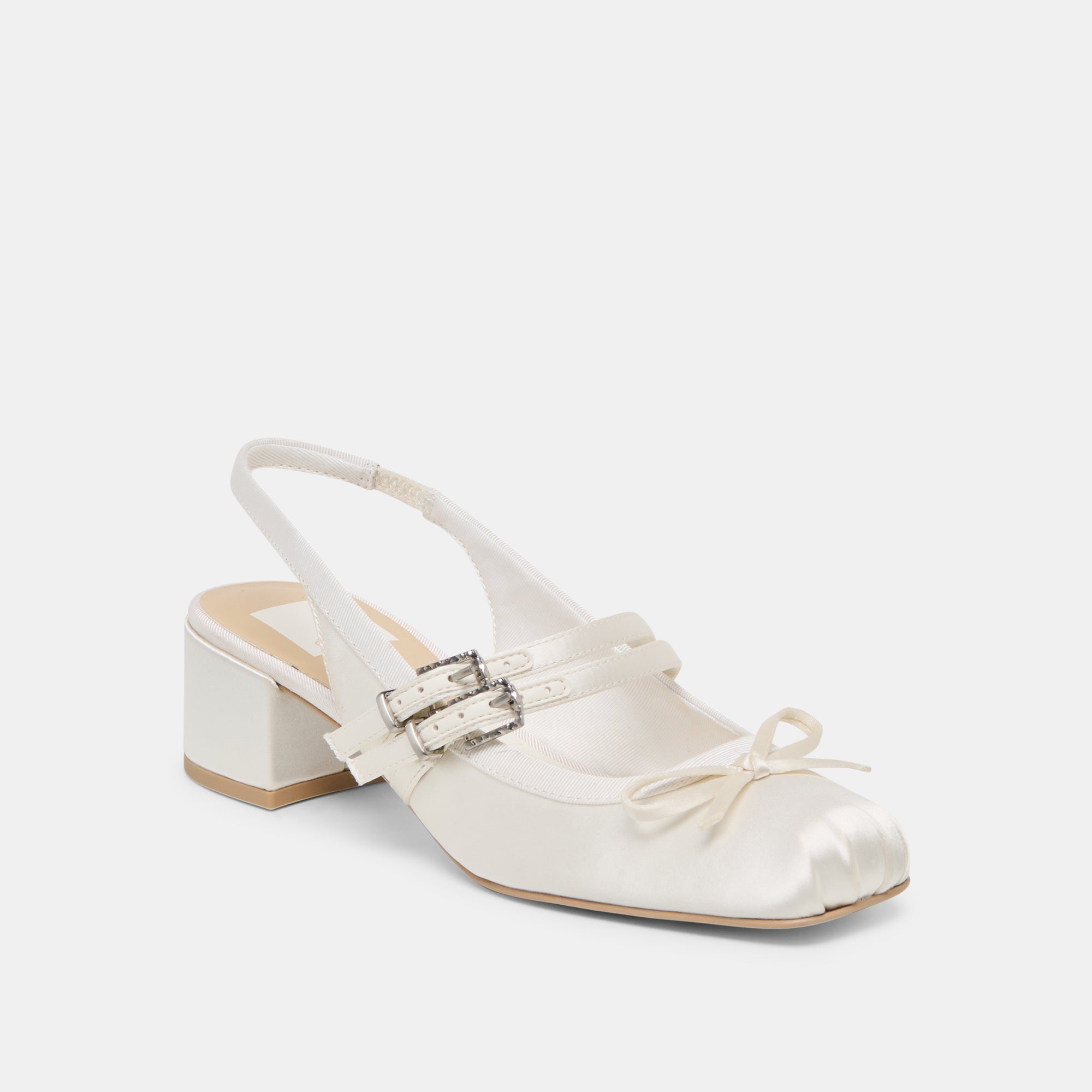LORIS HEELS TRUE WHITE SATIN