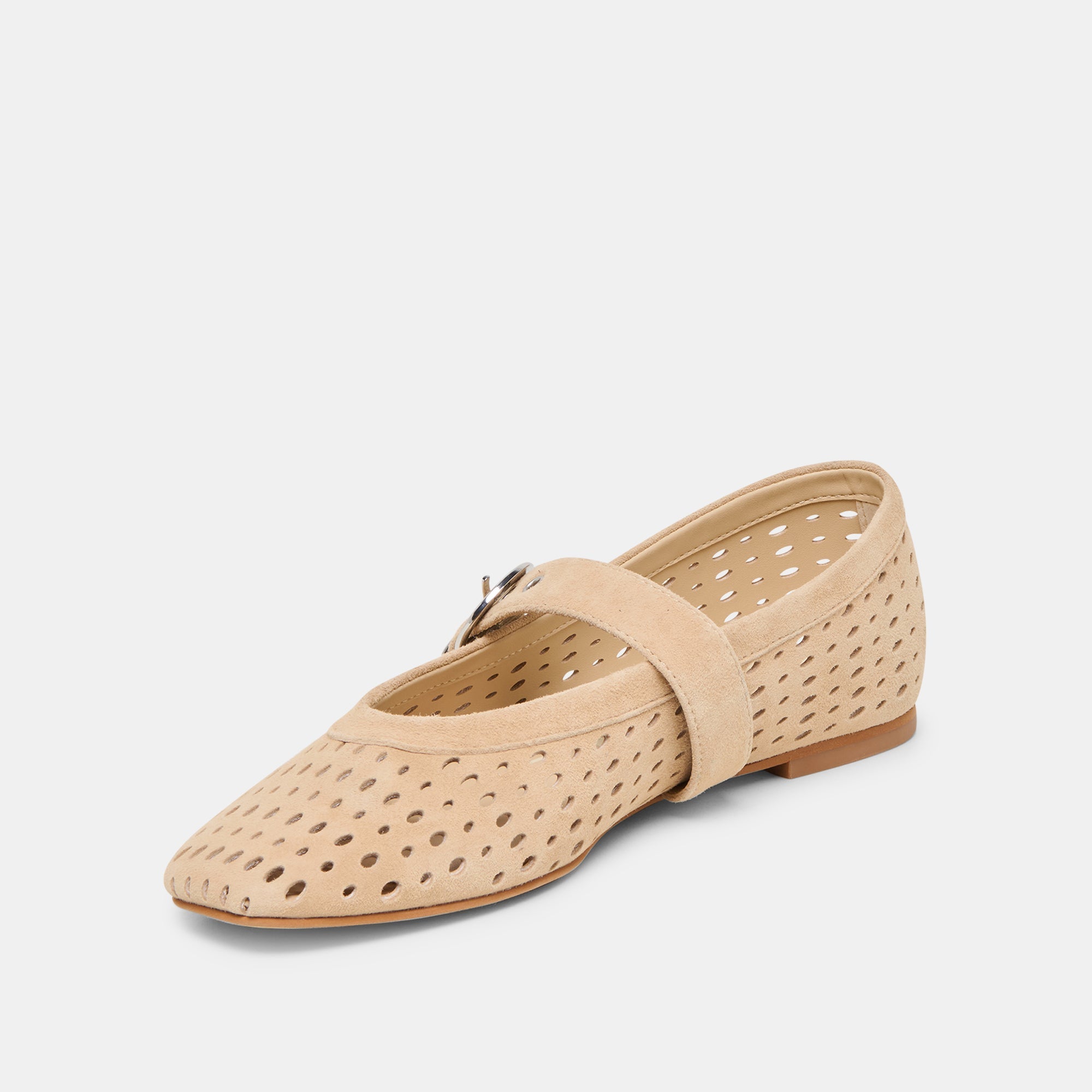 MIKEL BALLET FLATS CAMEL PERFORATED SUEDE