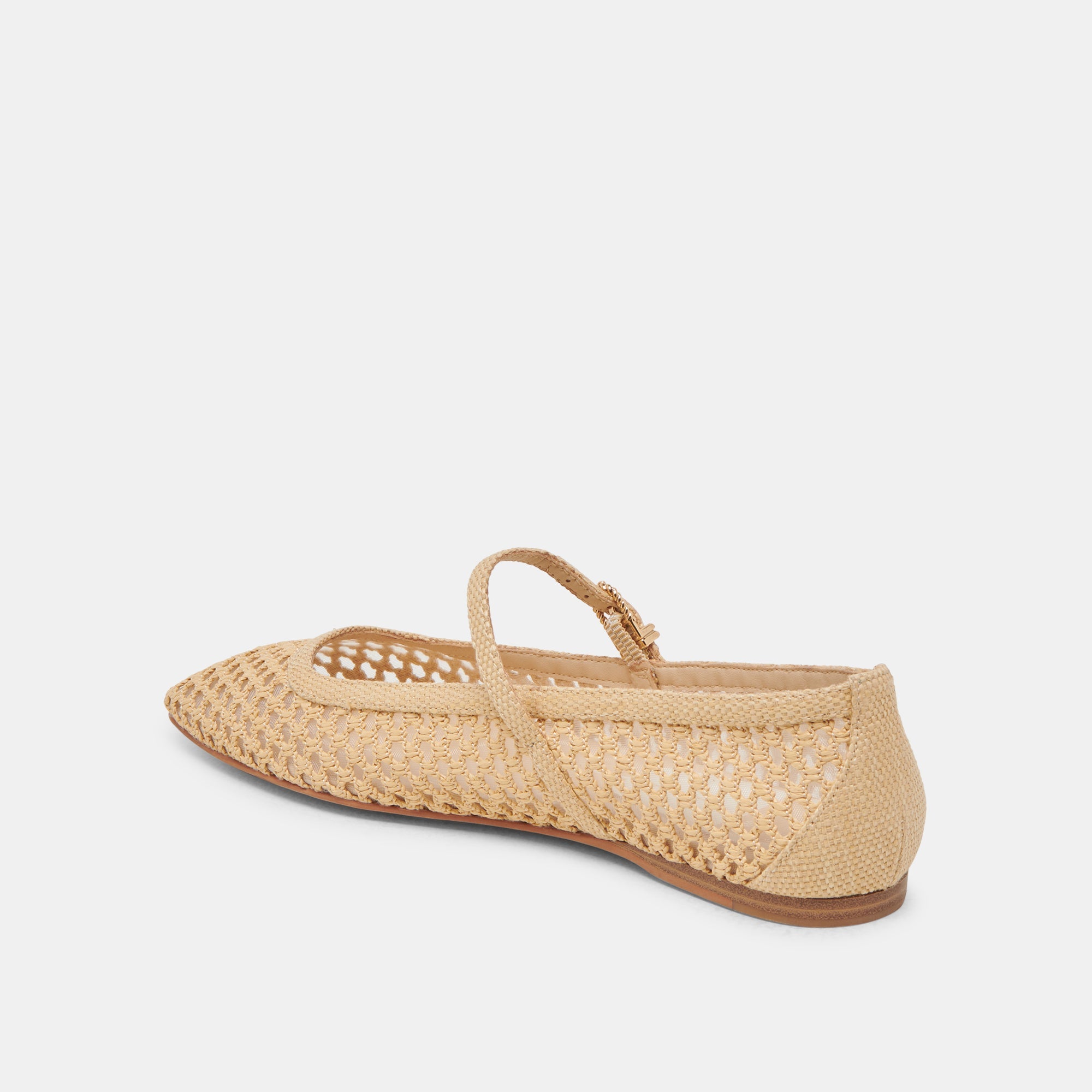 REYES WIDE BALLET FLATS LT NATURAL WOVEN RAFFIA
