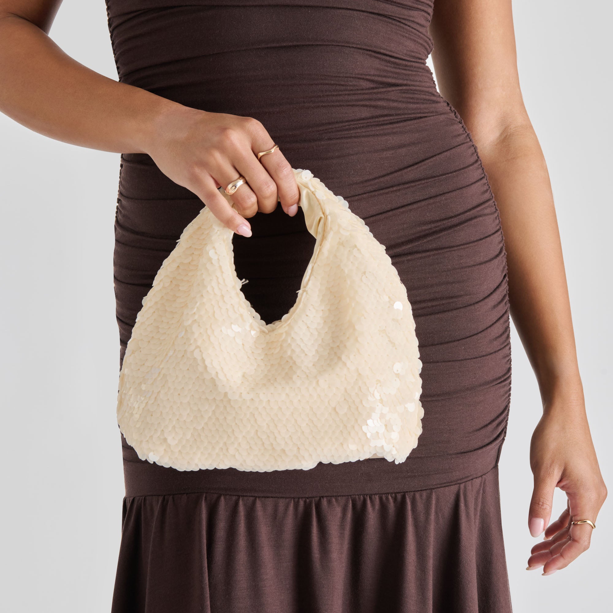 DAHLIA SEQUIN HANDBAG IVORY SEQUIN