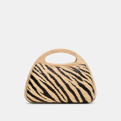 MAELIE HANDBAG BLACK NATURAL ZEBRA RAFFIA