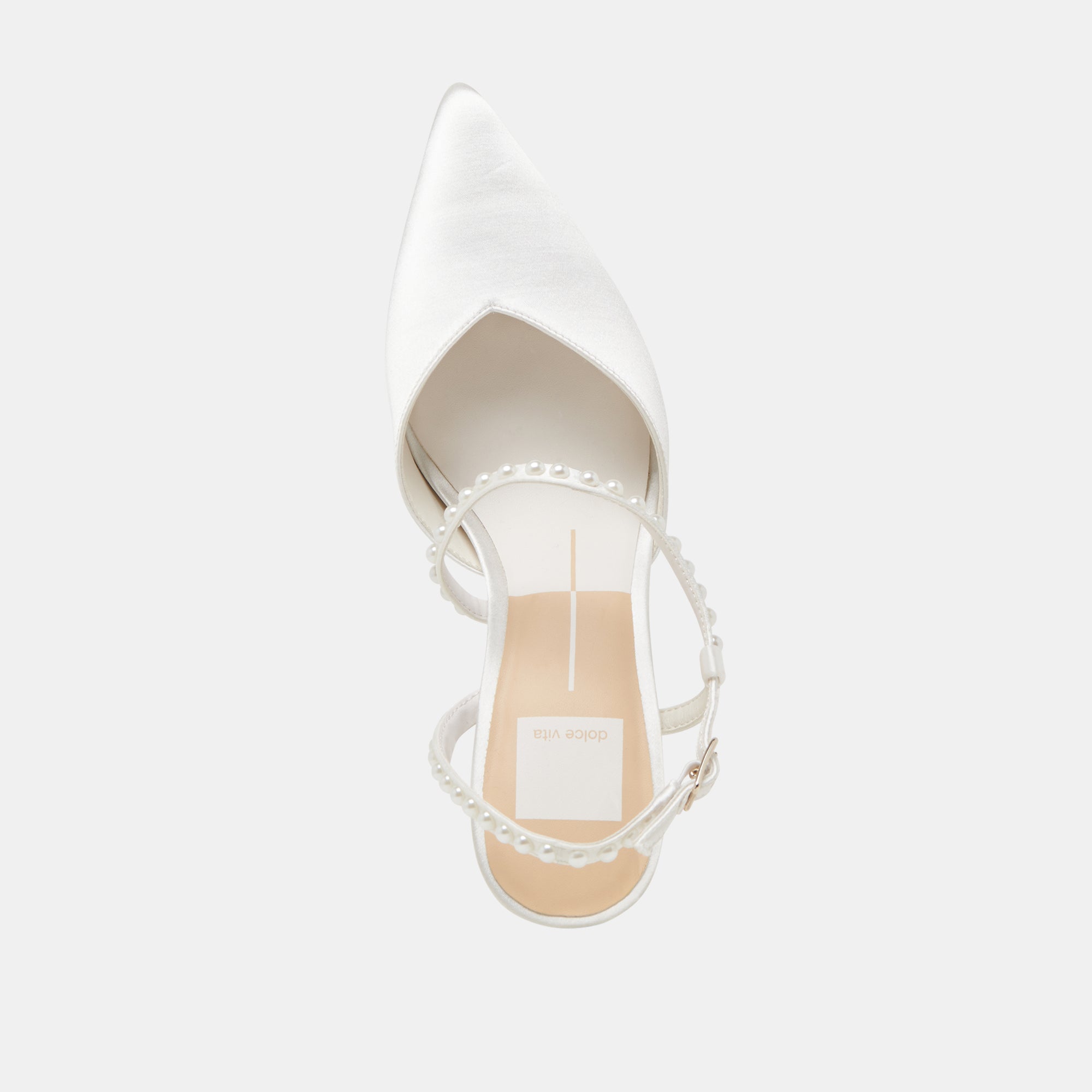 KAMRA PEARL HEELS TRUE WHITE SATIN
