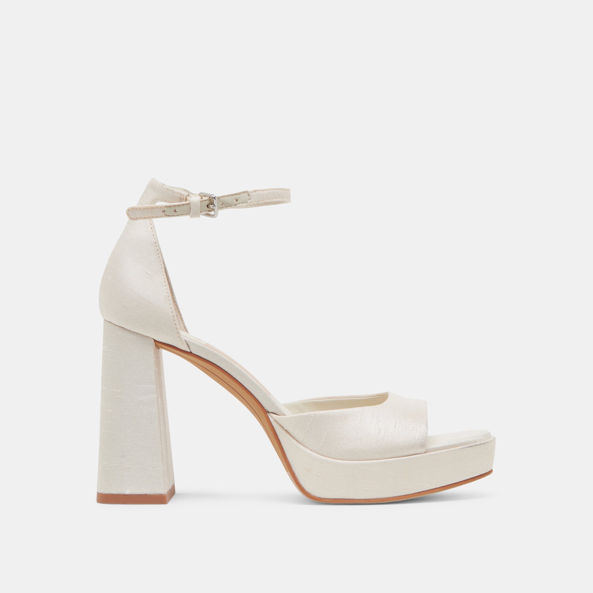 PANDRO WIDE HEELS WHITE SATIN
