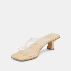 BREVEL VINYL WIDE HEELS CRYSTAL JELLY