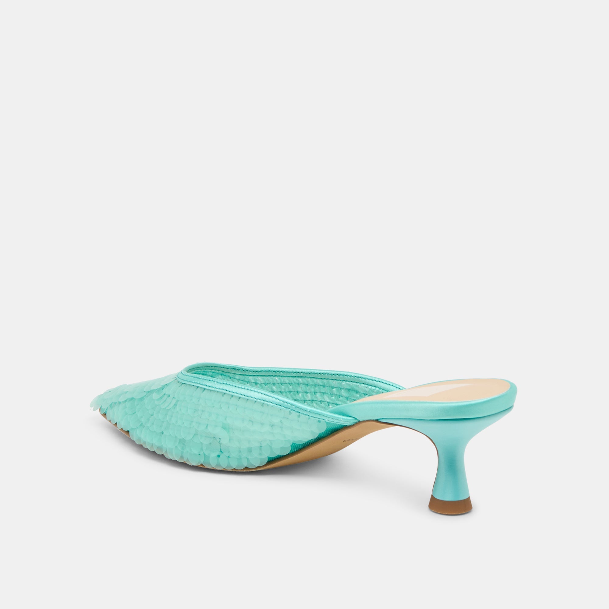 CLEO SEQUIN HEELS AQUA SEQUIN