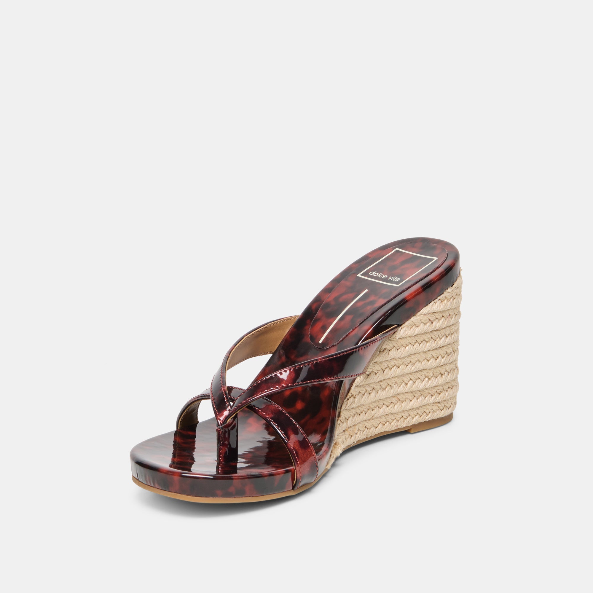 HELAN ESPADRILLE WEDGES TORTOISE PATENT LEATHER