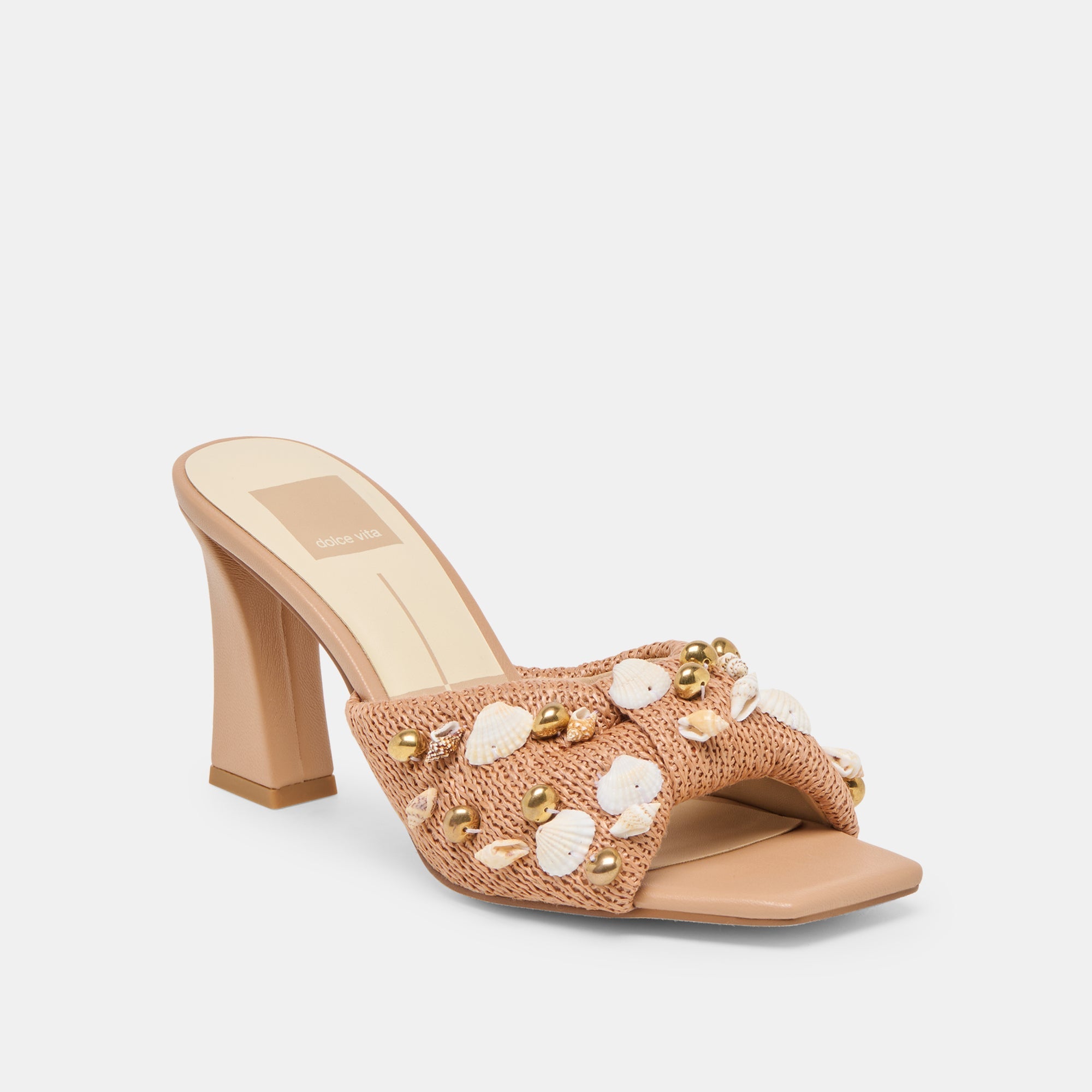 TYLAH HEELS TOFFEE BEADED RAFFIA