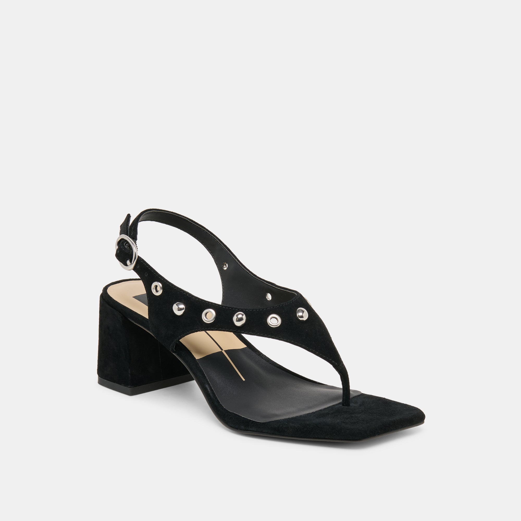 YVES STUD HEELS ONYX SUEDE