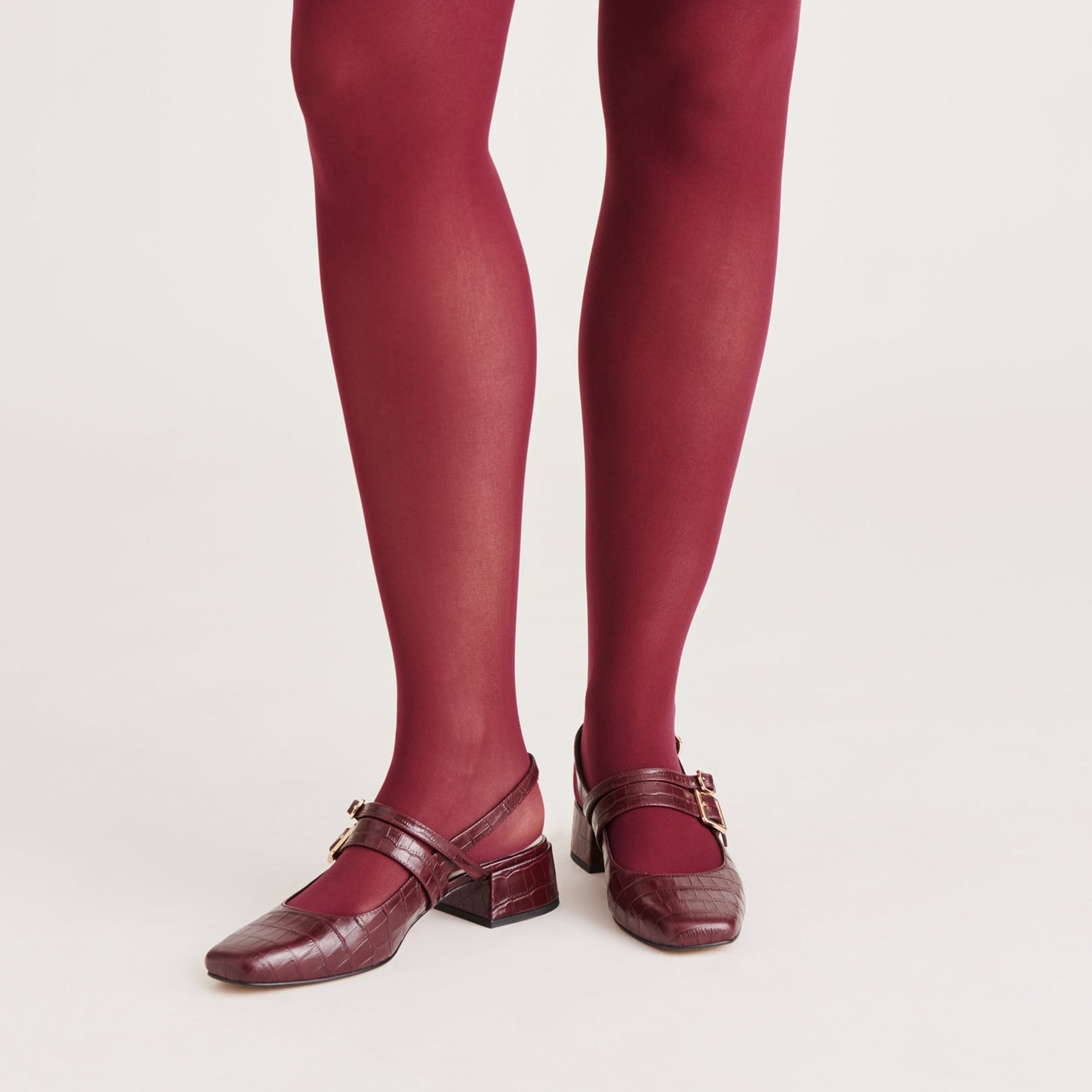 2 PACK SOLID TIGHTS CHERRY BLACK