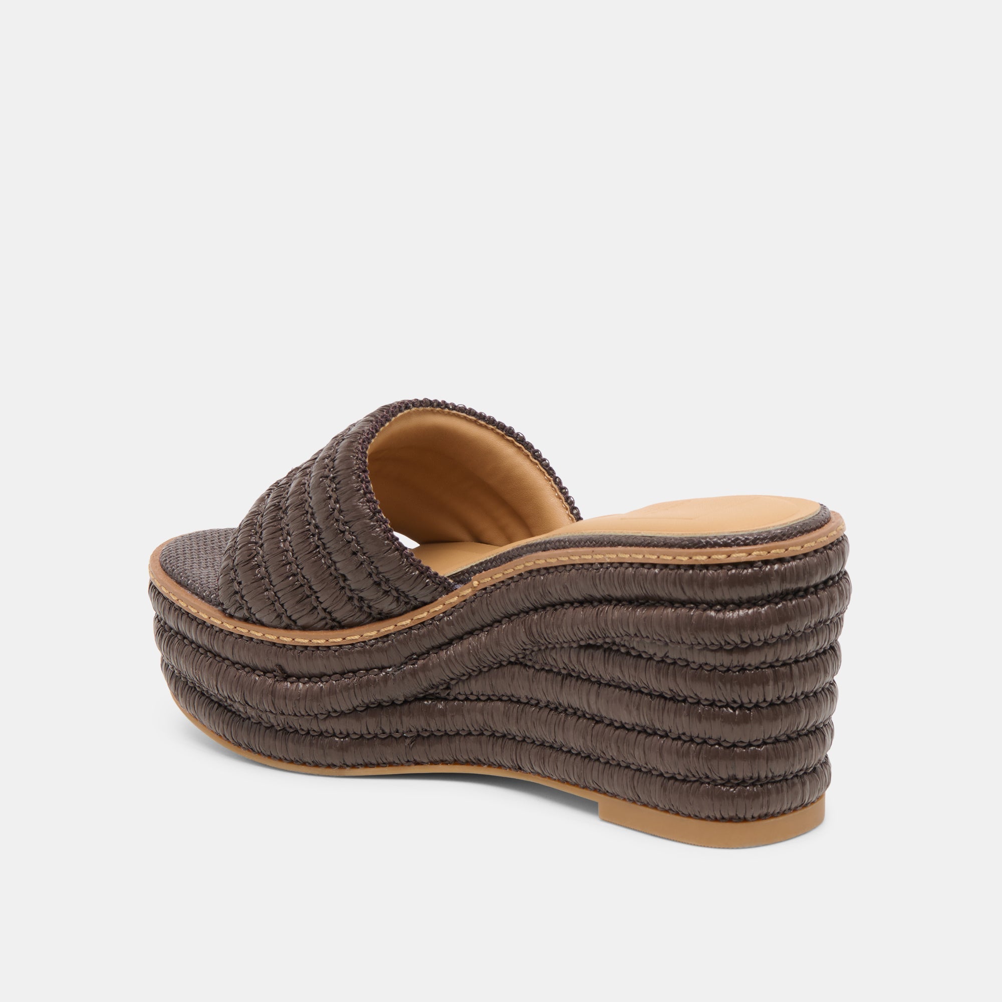 THRONE WEDGES CHOCOLATE RAFFIA