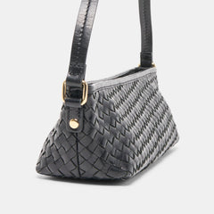 SAVAII WOVEN SHOULDER BAG BLACK WOVEN LEATHER