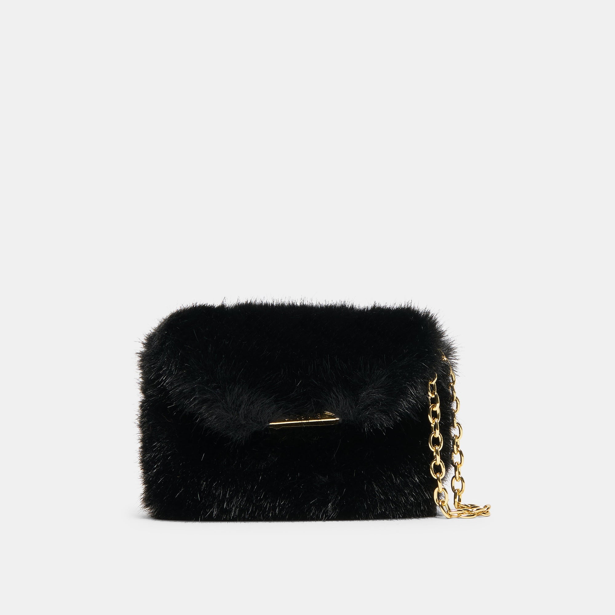 BRINDI CROSSBODY WALLET BLACK FAUX FUR
