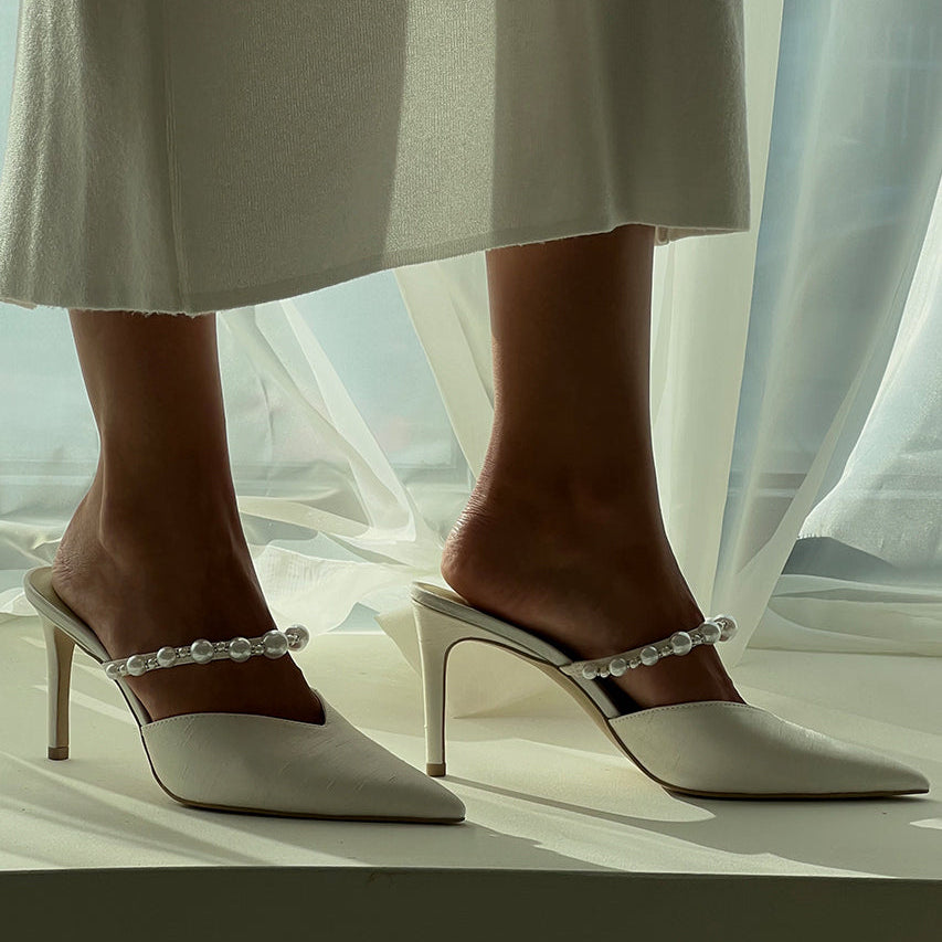 KANIKA PEARL HEELS VANILLA SILK